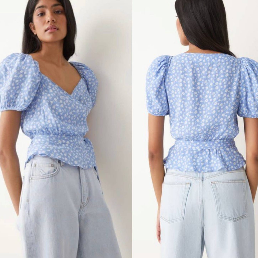 & other stories puff sleeve wrap blouse